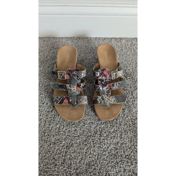 Vionic Park Radia Wedge Sandal with Adjustable Straps Snake Skin sz 7 - Picture 2 of 7